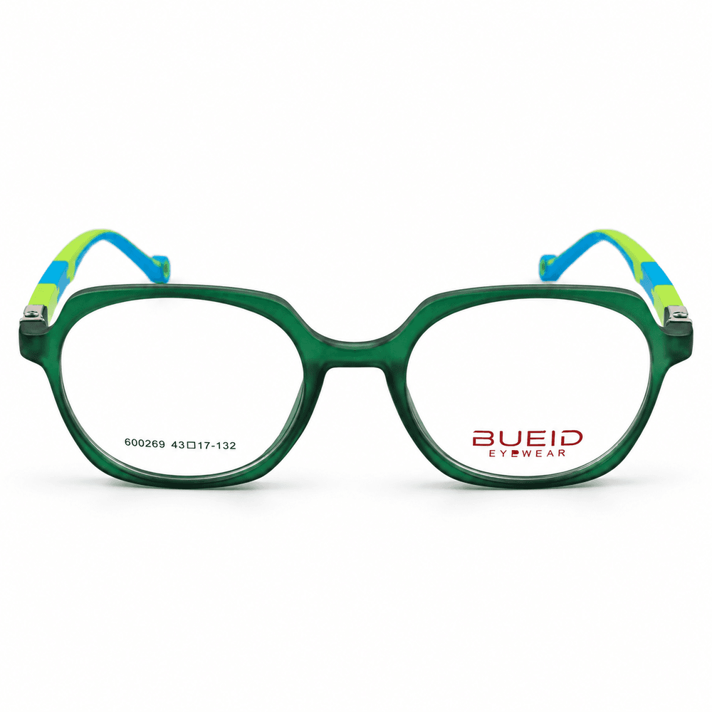 Bueid Tr800 Green & Blue Kids Square Prescription Eyeglasses Frame 4