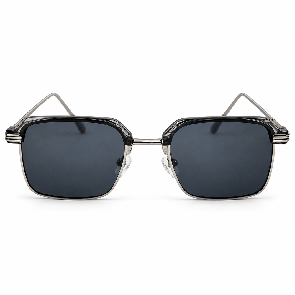 Gentle Monster Silver & Translucent Grey Square Sunglasses 1