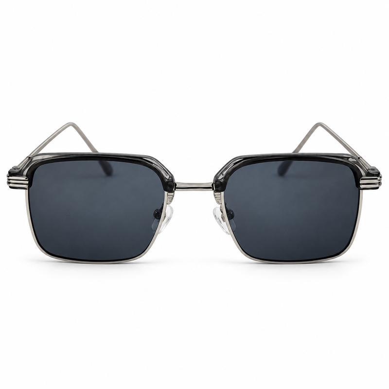 Gentle Monster Silver & Translucent Grey Square Sunglasses 1