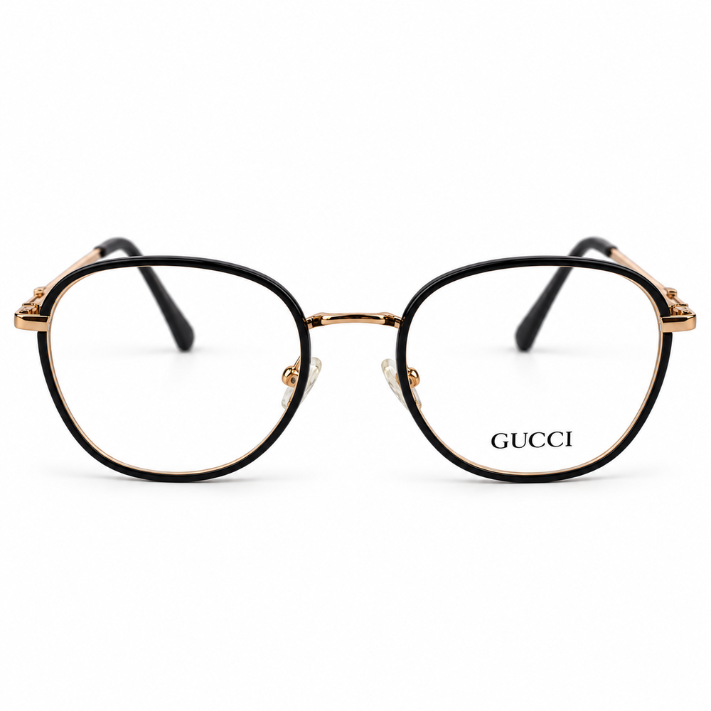 Gucci Gg0612o 001 Black & Gold Round Prescription Eyeglasses Frame 1
