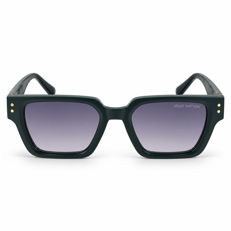 Louis Vuitton Green & Black Square Thick Rim Designer Sunglasses 5
