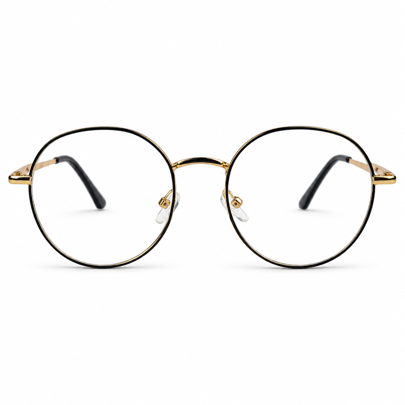 Model 5209 Gold & Black Round Metal Prescription Eyeglasses Frame 1