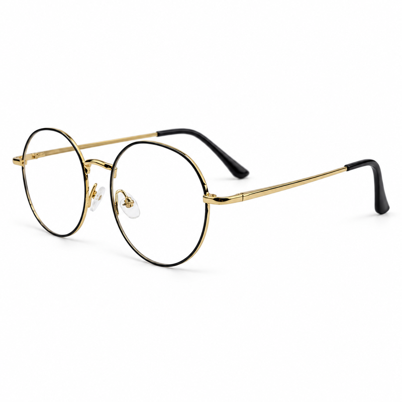Model 5209 Gold & Black Round Metal Prescription Eyeglasses Frame 2