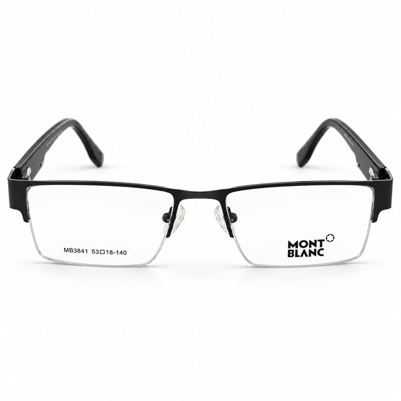 Montblanc Mb3841 C1 Black & Gold Semi Rim Rectangle Prescription Eyeglasses Frame 4