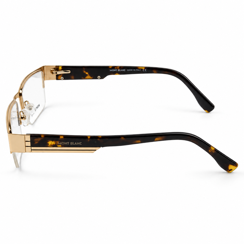 Montblanc Mb3841 C6 Gold & Tortoise Semi Rim Rectangle Prescription Eyeglasses Frame 3