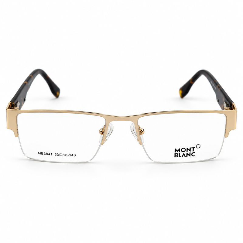 Montblanc Mb3841 C6 Gold & Tortoise Semi Rim Rectangle Prescription Eyeglasses Frame 4