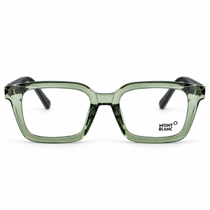 Olive Transparent Wood Bold Mont Blanc Eyeglasses With Blue Cut Lens 1