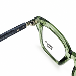 Olive Transparent Wood Bold Mont Blanc Eyeglasses With Blue Cut Lens 4