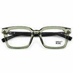 Olive Transparent Wood Bold Mont Blanc Eyeglasses With Blue Cut Lens 5