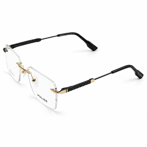 Police 90716 Golden Rimless Rectangle Prescription Eyeglasses Frame 4