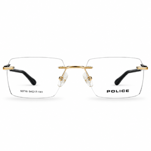 Police 90716 Golden Rimless Rectangle Prescription Eyeglasses Frame 5