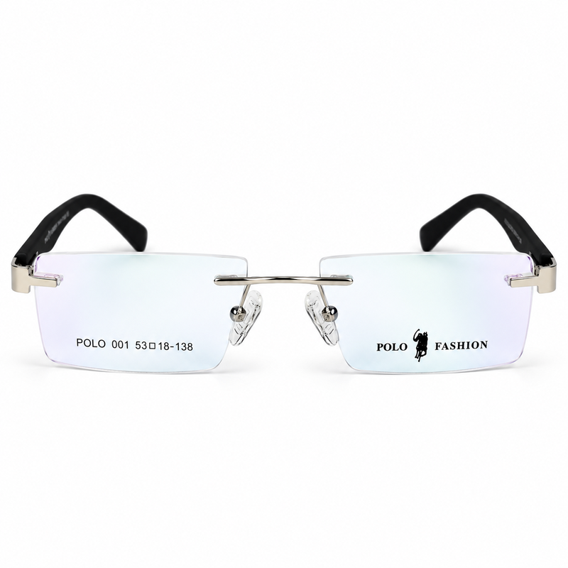 Polo Fashion Rimless Rectangle Balck & Silver (1)