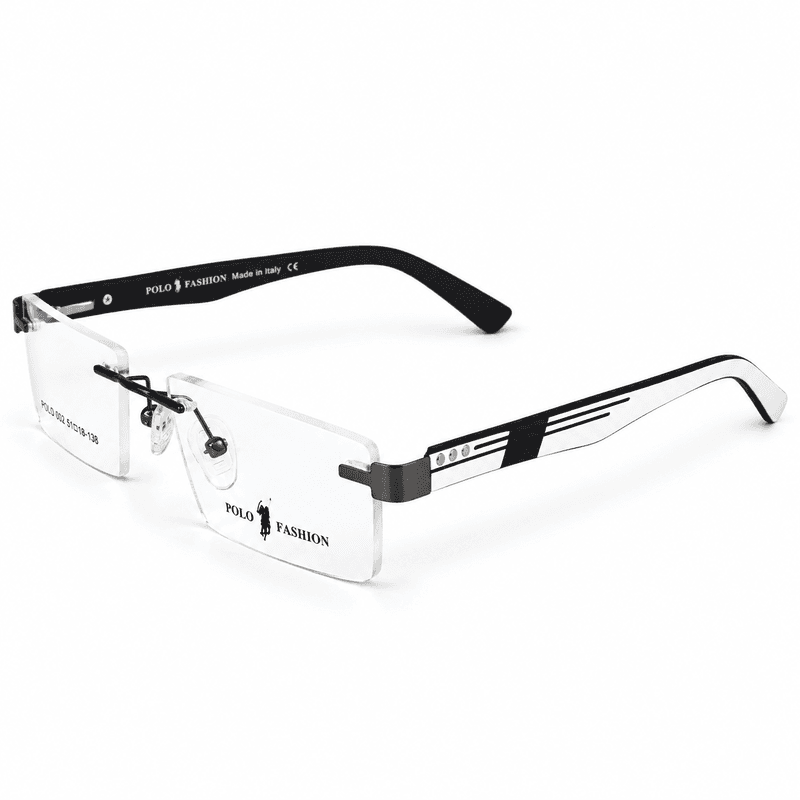 Polo Fashion Rimless Rectangle Black & White (5)