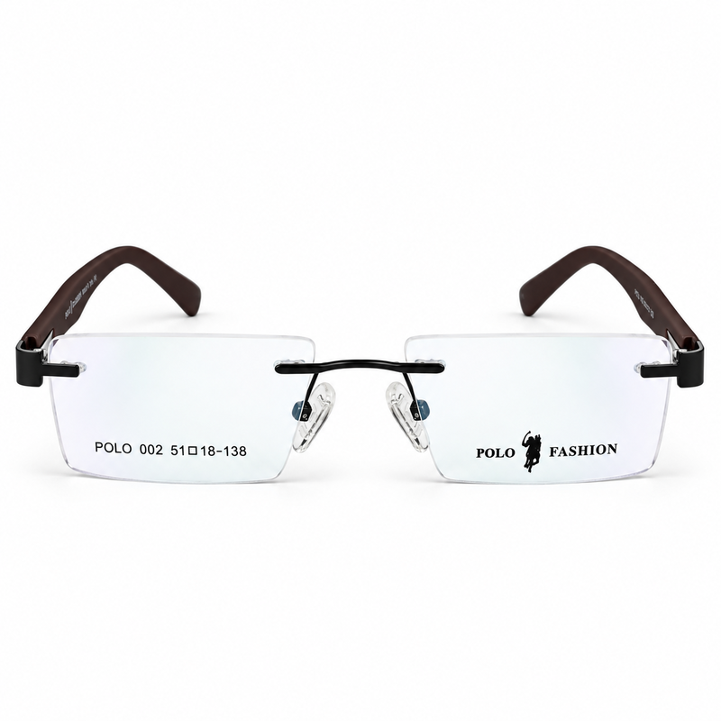 Polo Fashion Rimless Rectangle Navy Blue & Brown (1)