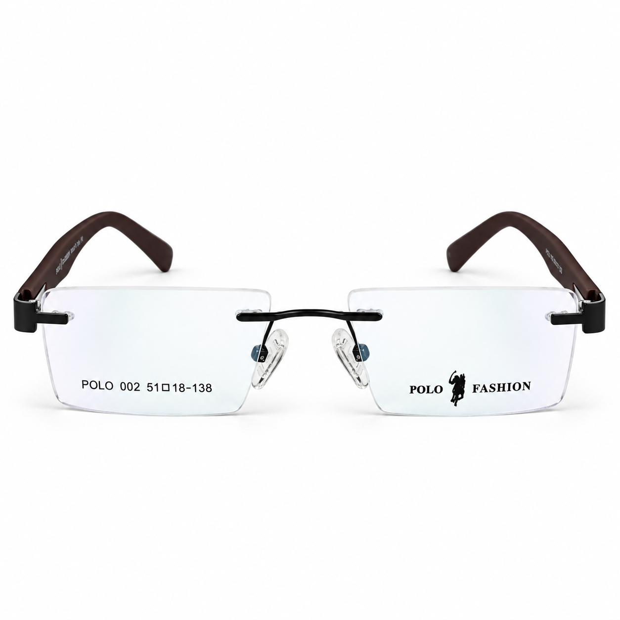 Polo Fashion Rimless Rectangle Navy Blue & Brown (1) Polo Fashion Rimless Rectangle Navy Blue & Brown (1)