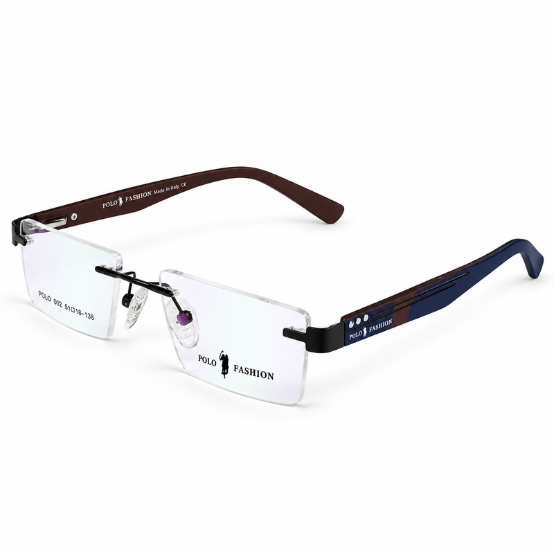 Polo Fashion Rimless Rectangle Navy Blue & Brown (5)
