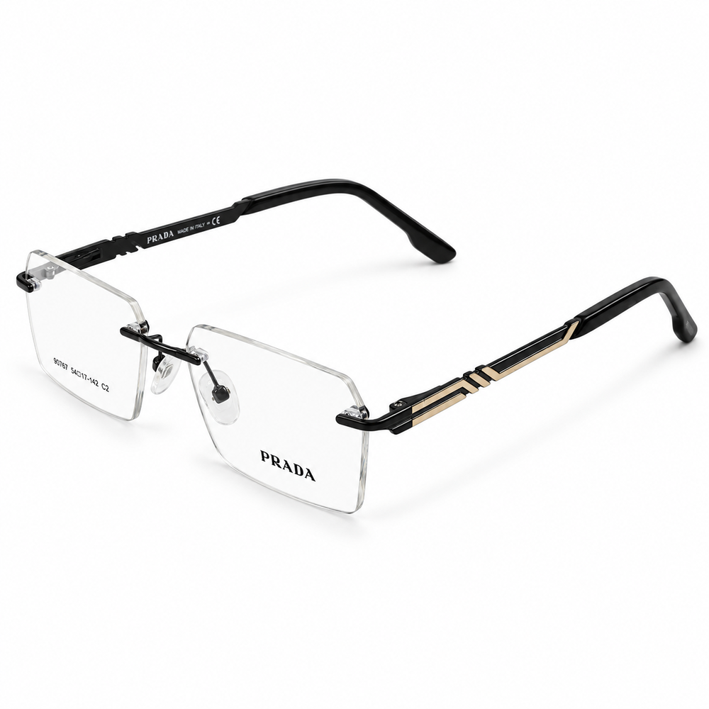 Prada 80767 Black Rimless Rectangle Prescription Eyeglasses Frame (c2) 3