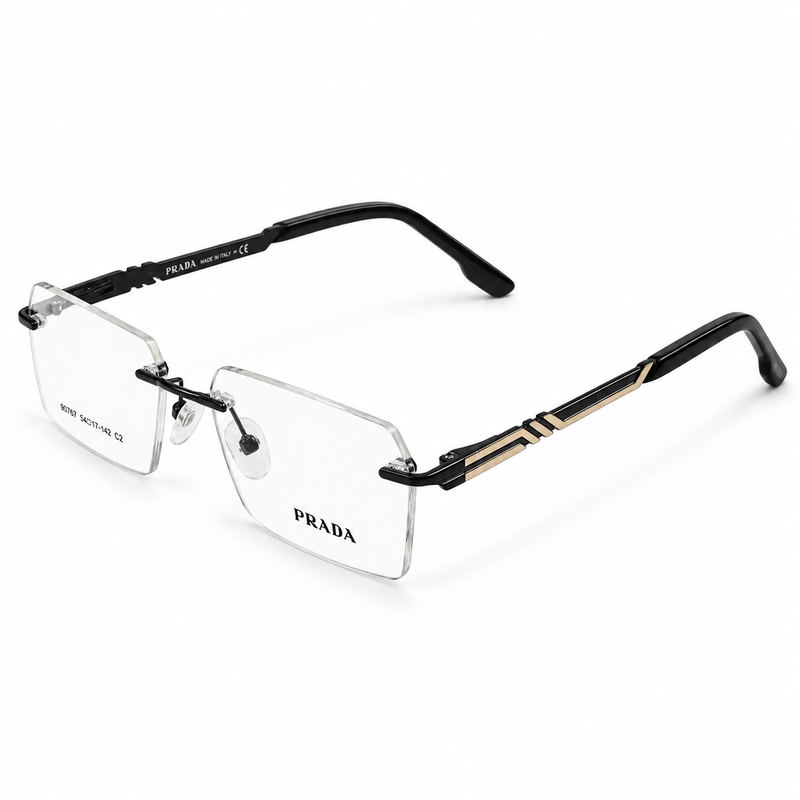 Prada 80767 Black Rimless Rectangle Prescription Eyeglasses Frame (c2) 3