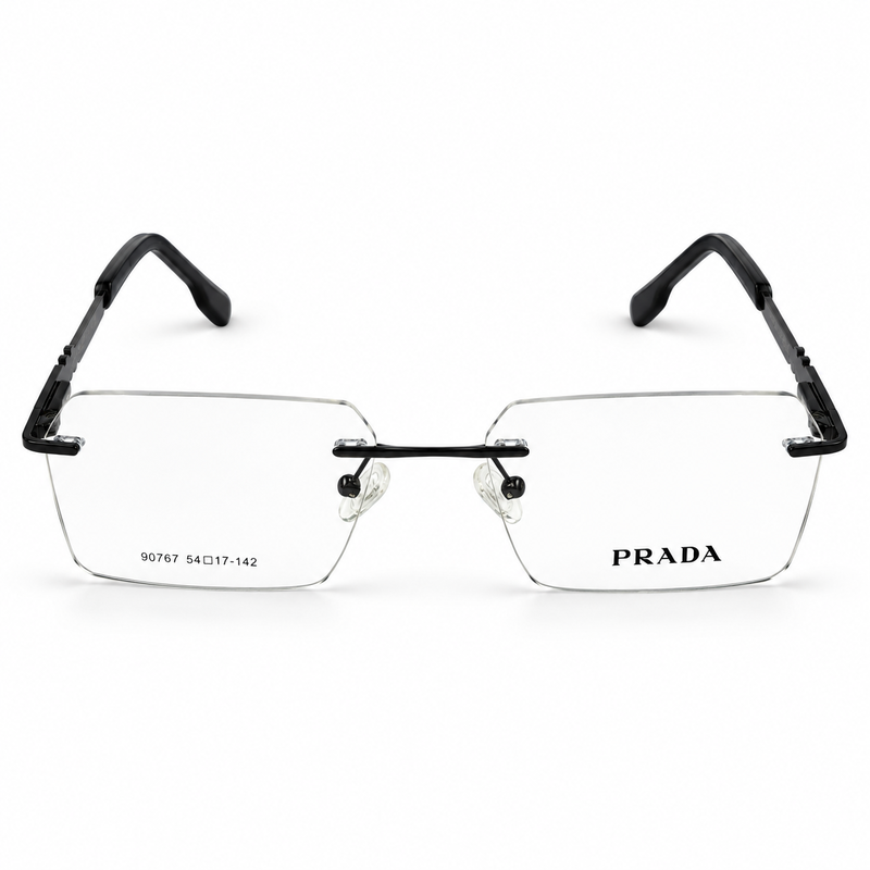 Prada 80767 Black Rimless Rectangle Prescription Eyeglasses Frame (c2) 4