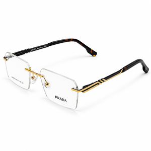 Prada 90767 Gold & Black Rimless Rectangle Prescription Eyeglasses Frame 4