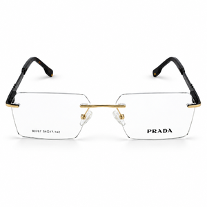 Prada 90767 Gold & Black Rimless Rectangle Prescription Eyeglasses Frame 5