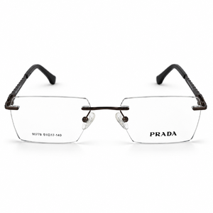 Prada 90778 Brown Rimless Rectangle Prescription Eyeglasses Frame 4