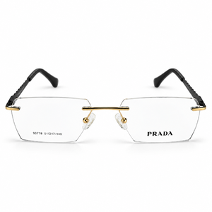 Prada 90778 Gold & Black Rimless Rectangle Prescription Eyeglasses Frame 5