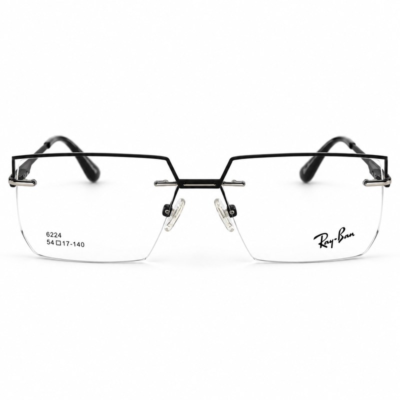 Ray Ban 6224 Black Semi Rimless Rectangle Prescription Eyeglasses Frame 1