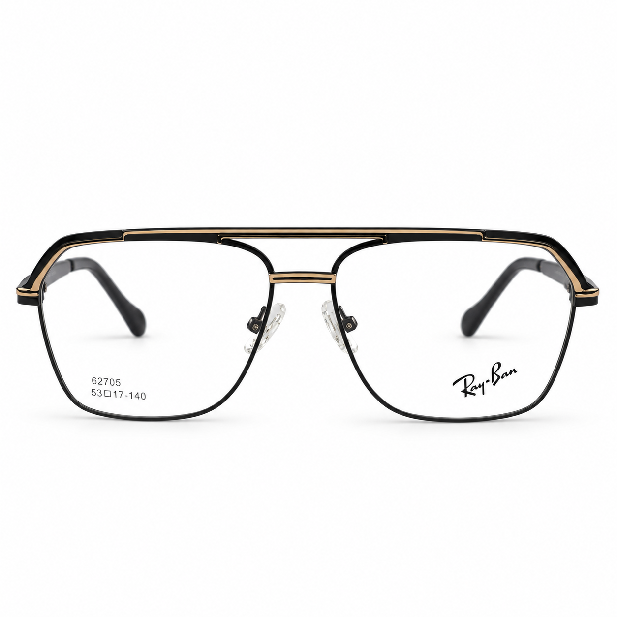 Ray Ban 62705 Black & Gold Navigator Prescription Eyeglasses Frame 1 Ray Ban 62705 Black & Gold Navigator Prescription Eyeglasses Frame 1