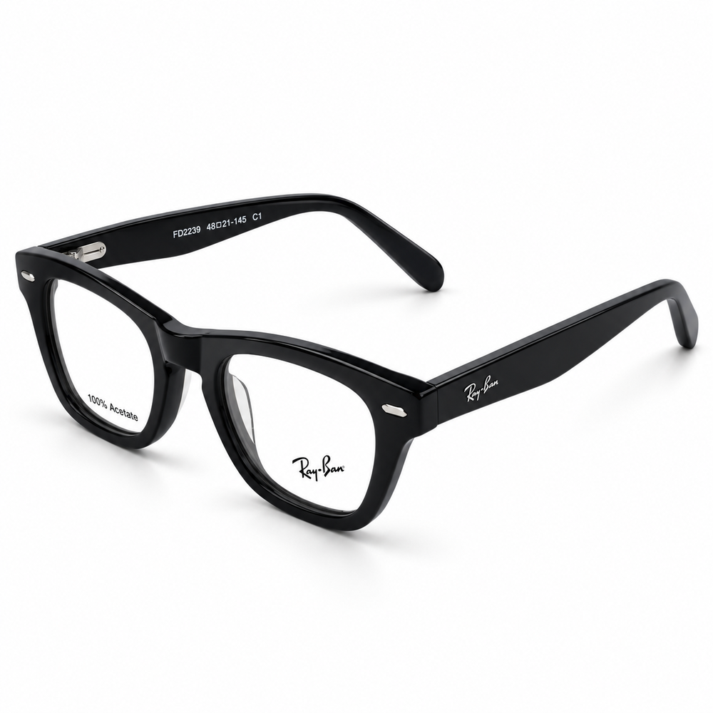 Ray Ban Fd2239 C1 Black 100% Acetate Wayfarer Prescription Eyeglasses Frame 4