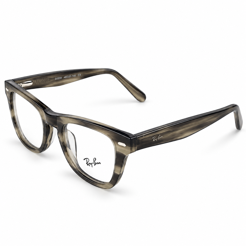 Ray Ban Fd2239 C3 Striped Grey 100% Acetate Wayfarer Prescription Eyeglasses Frame 4