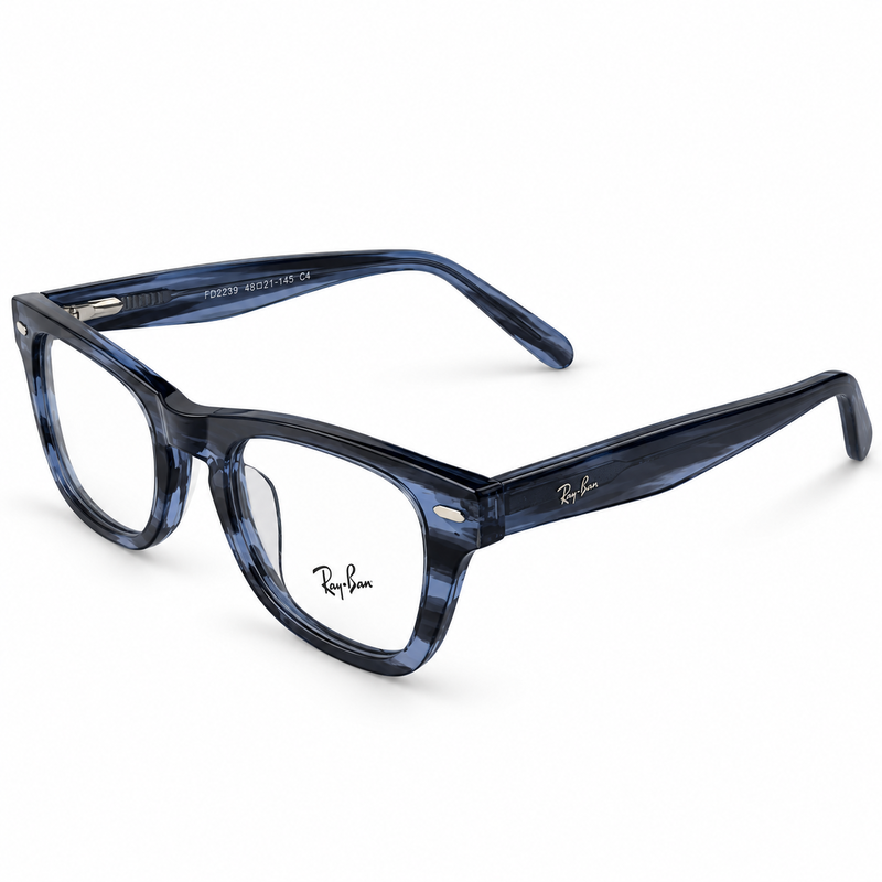 Ray Ban Fd2239 C4 Striped Blue 100% Acetate Wayfarer Prescription Eyeglasses Frame 4