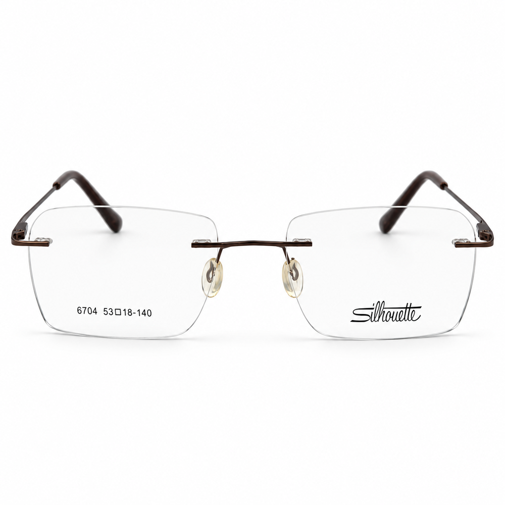 Silhouette 6704 Brown Rimless Rectangle Prescription Eyeglasses Frame 5
