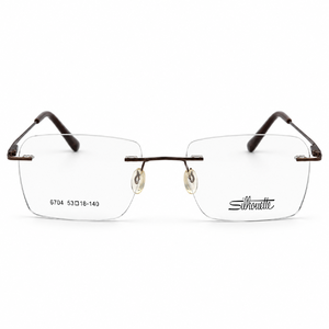 Silhouette 6704 Brown Rimless Rectangle Prescription Eyeglasses Frame 5