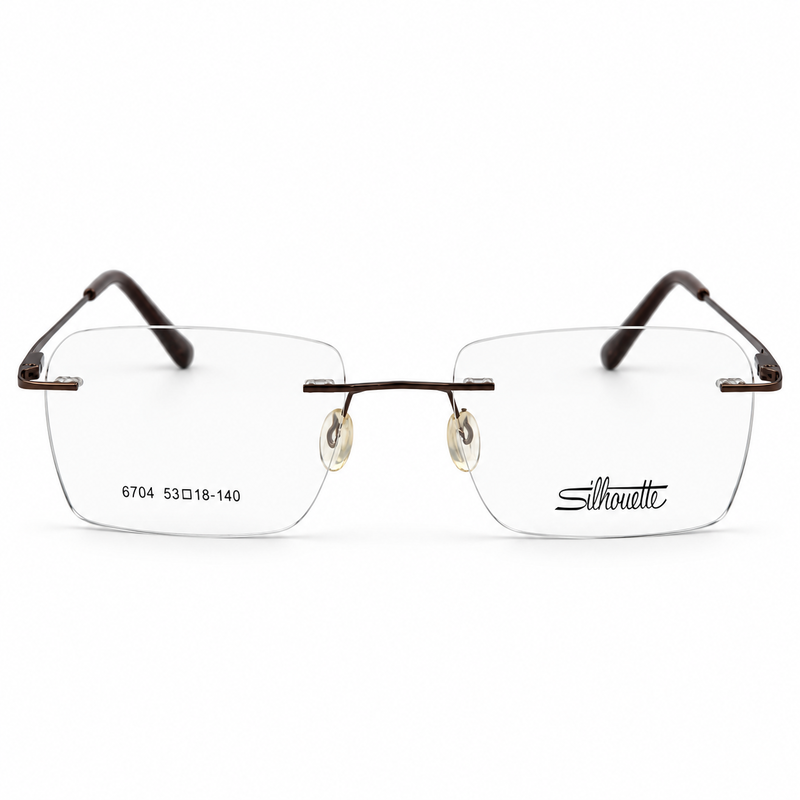 Silhouette 6704 Brown Rimless Rectangle Prescription Eyeglasses Frame 5