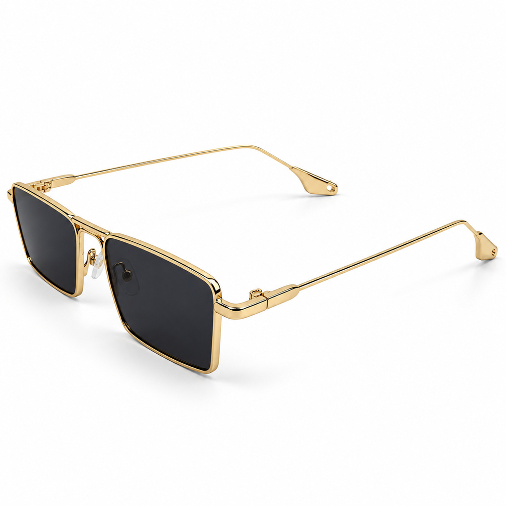 Classic Rectangular Slim Golden Sunglasses (1)