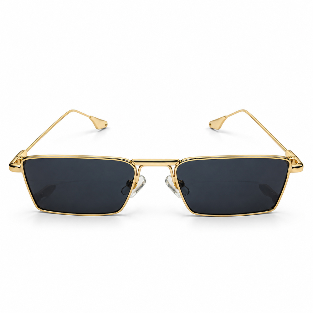 Classic Rectangular Slim Golden Sunglasses (5)