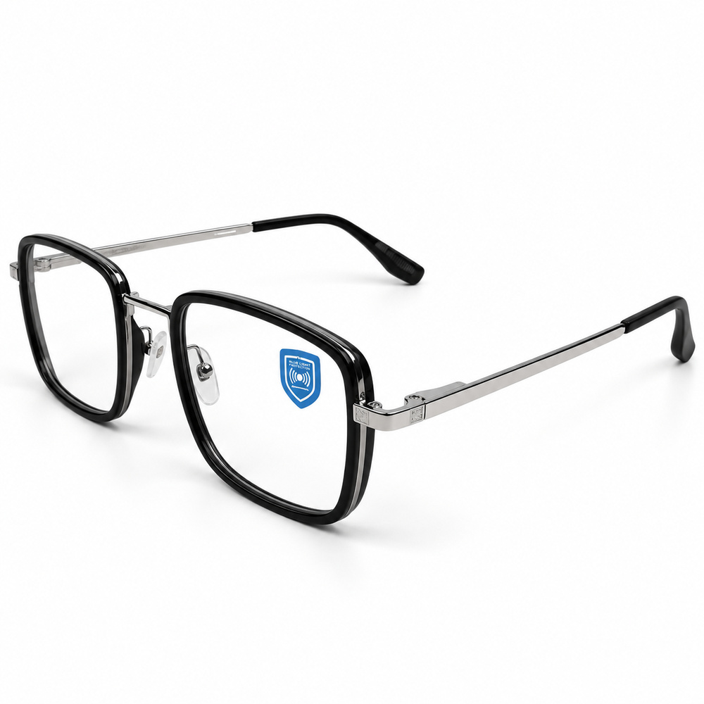 Classic Silver Full Rim Square Eyeglasses (1)