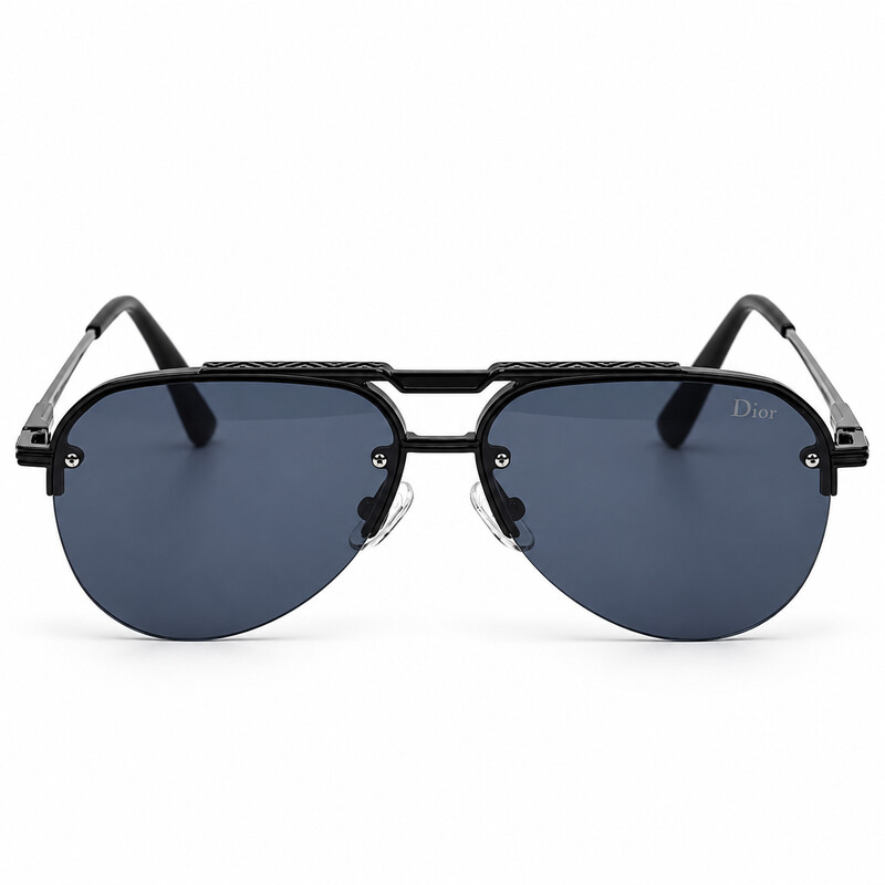 Double Bridge Dior Aviator Geometirc Black Sunglasses (1)