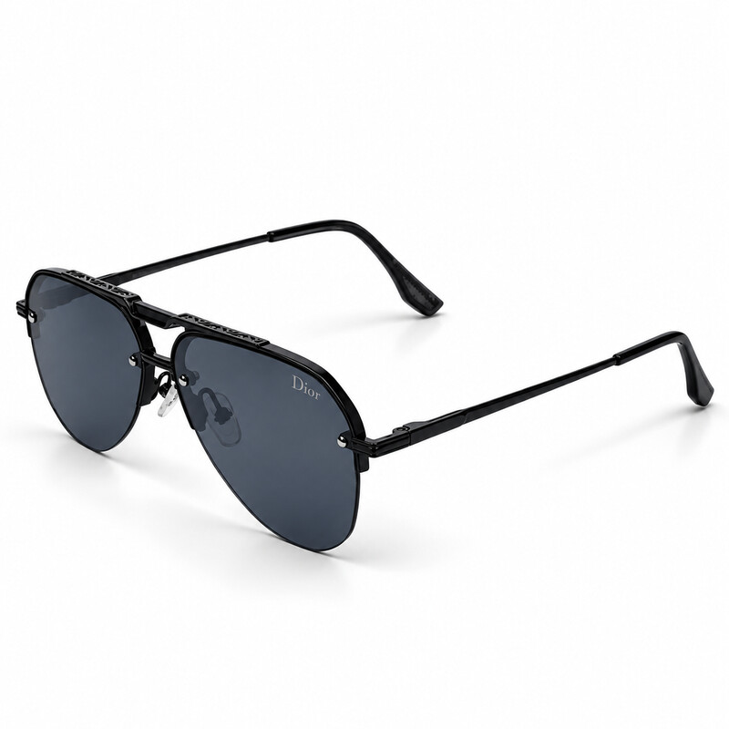 Double Bridge Dior Aviator Geometirc Black Sunglasses (2)