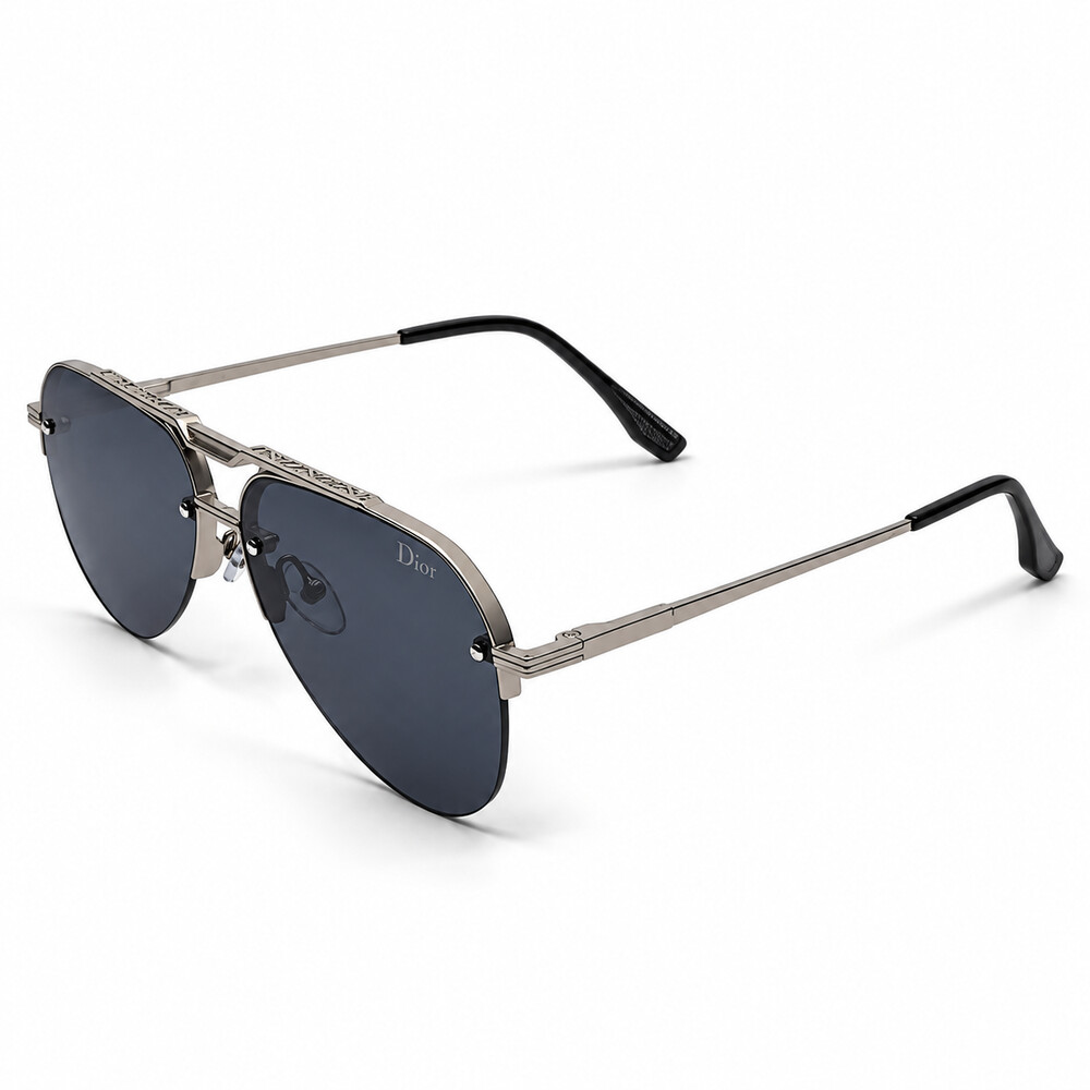 Double Bridge Dior Aviator Geometric Silver Sunglasses (2)
