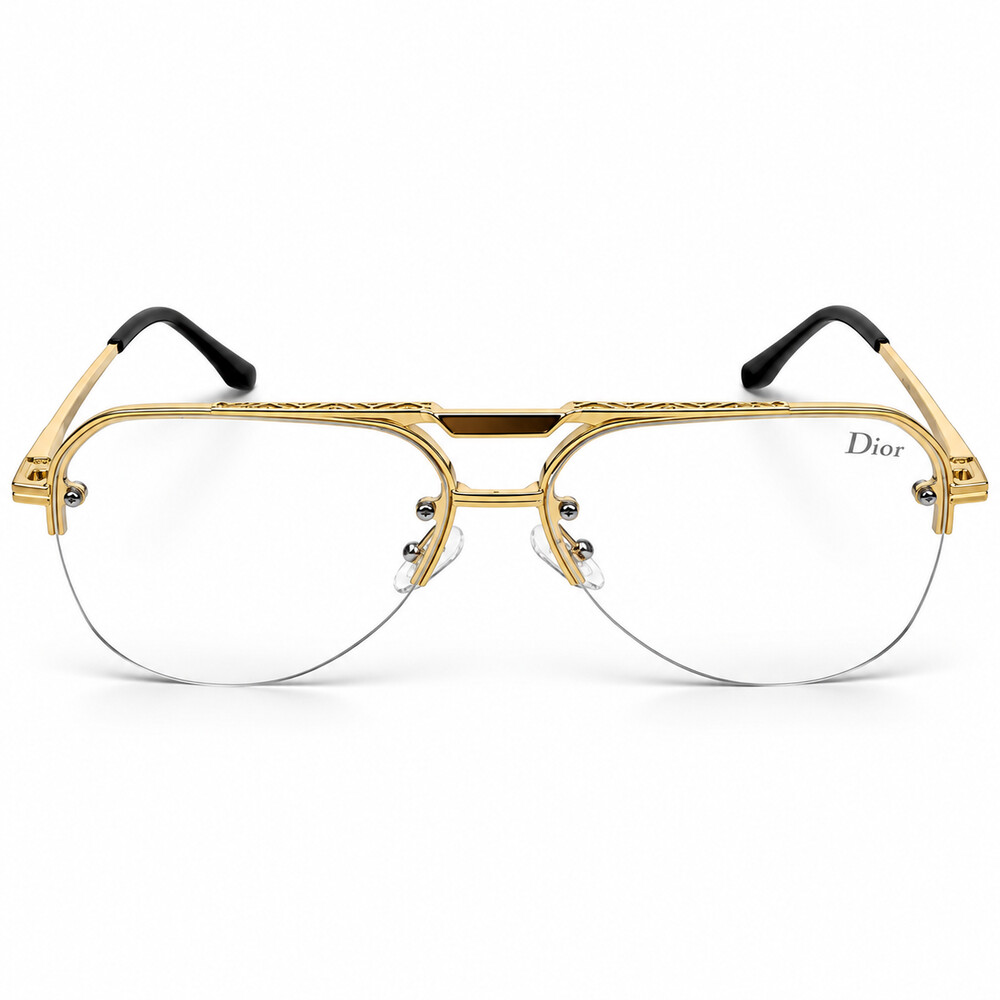 Double Bridge Dior Geometric Golden Eyeglasses (1)