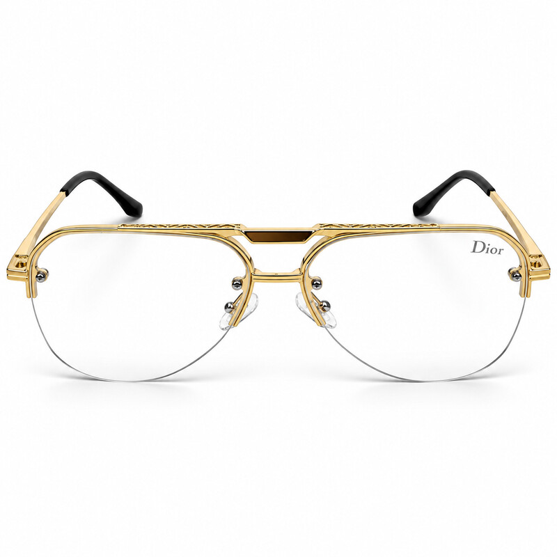 Double Bridge Dior Geometric Golden Eyeglasses (1)